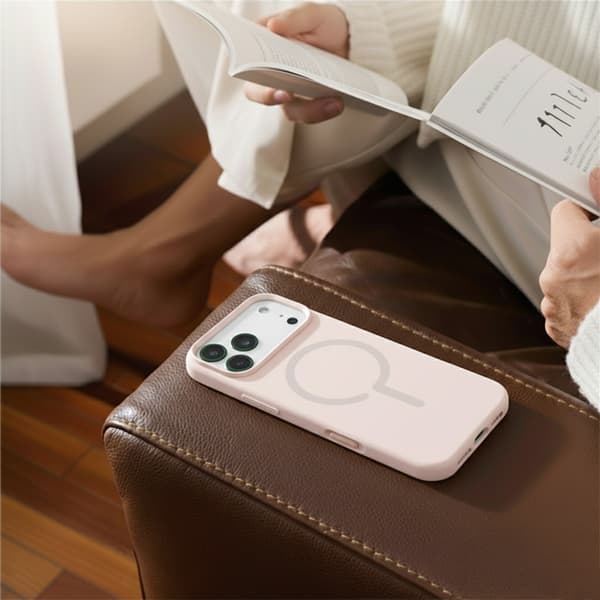 Mobilskal Silikon med Kamera Metallram för iPhone 17 Pro Max - Rosa