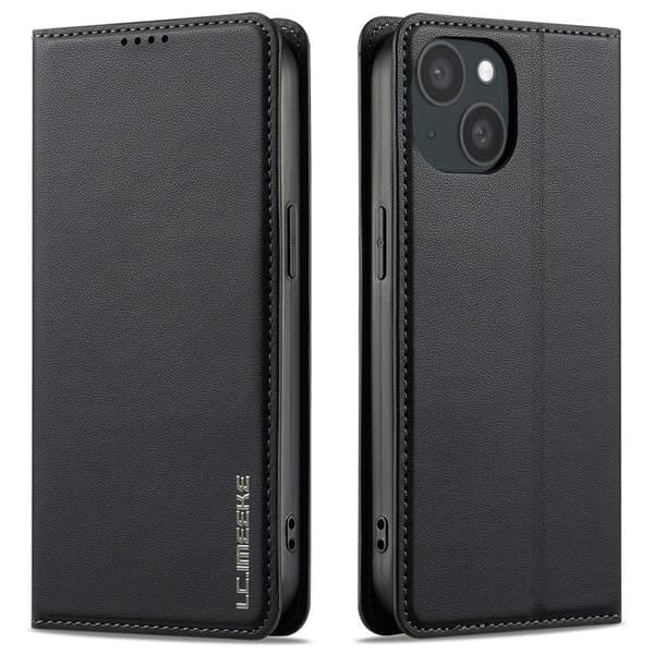 LC.IMEEKE iPhone 14/13 Lompakkokotelo Jalustalla - Musta