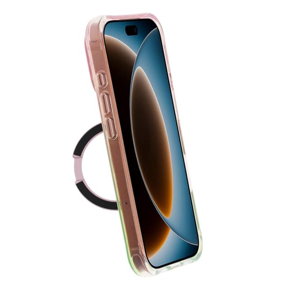 Marmoreret cover til iPhone 17 Pro Max og 18 Pro Max med roterende stativ og Magsafe - Rosa