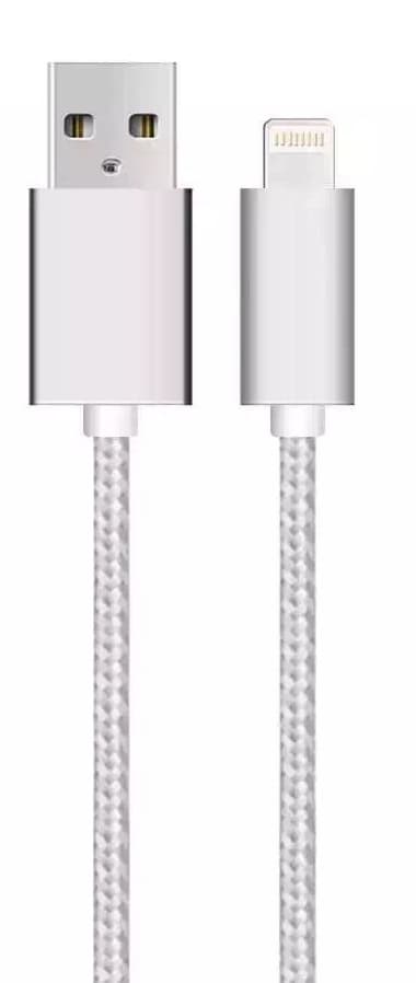 SiGN USB-kabel med Lightning til iPhone & iPad Sølv/nylon, 2.4A, 1m