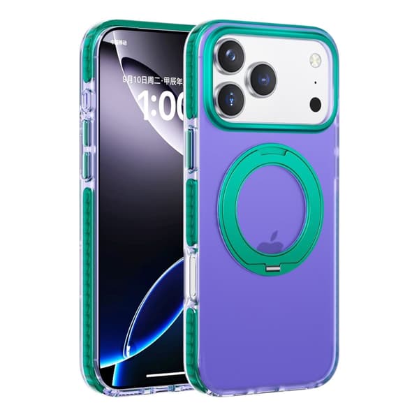 Stødsikkert cover med roterbart stativ til iPhone 17 Pro Max - Lilla