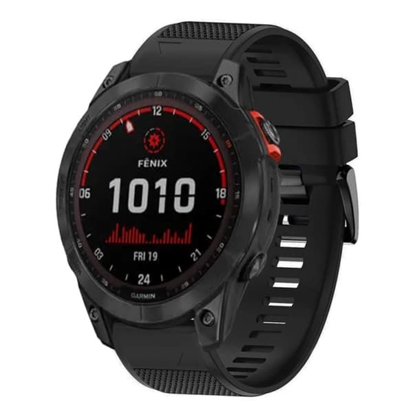 Garmin Fenix 7X Solar silikoniranneke - Musta