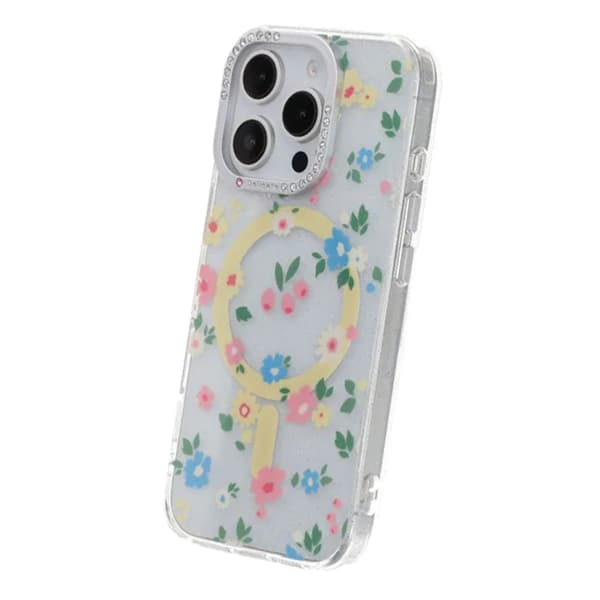 Blomstret cover med MagSafe til iPhone 16 Pro Max - Gul
