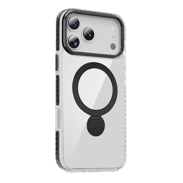 Cover MagSafe til iPhone 17 Pro Max - Transparent sort med ringholder