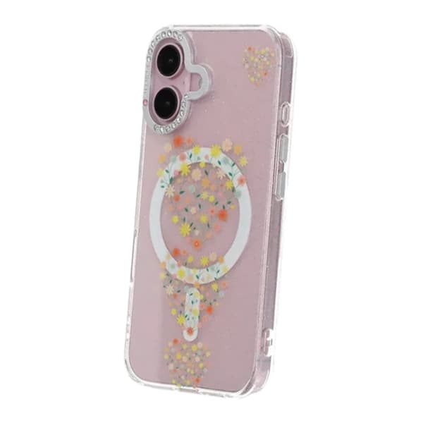 Blomstret Cover med MagSafe til iPhone 16 - Hjerter