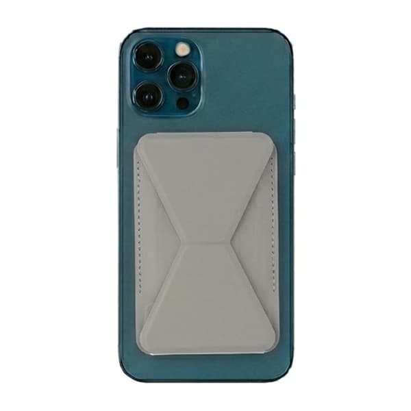 Foldable Ultra Thin Magnetic Cardholder Phone Kickstand Light Gray