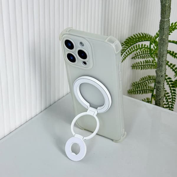 Foldable Double Magnetic Phone Ring Holder White