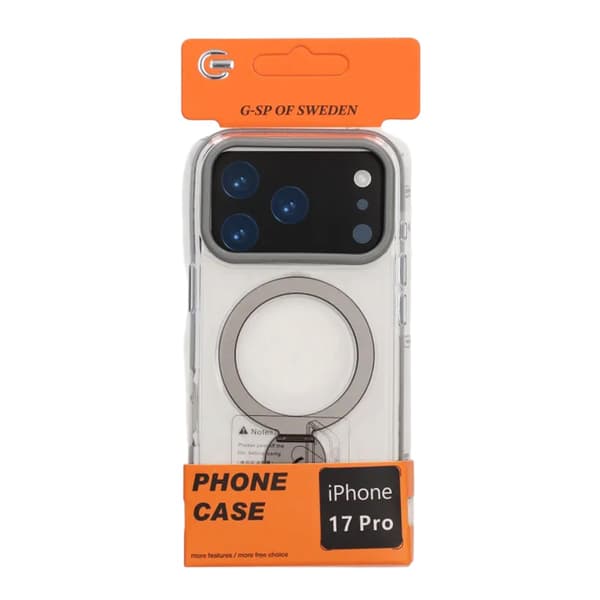 Cover Magsafe til iPhone 17 Pro - Transparent grå med ringholder