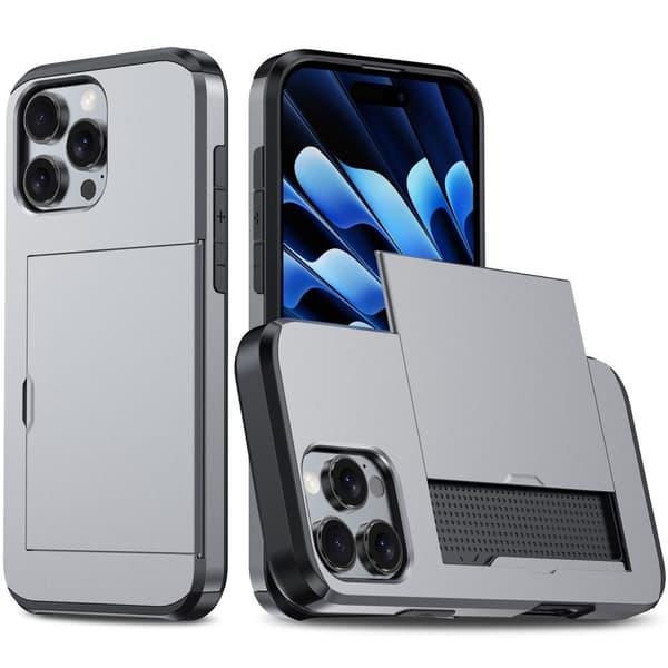 iPhone 16 Pro Max -kuori korttipaikalla - Harmaa