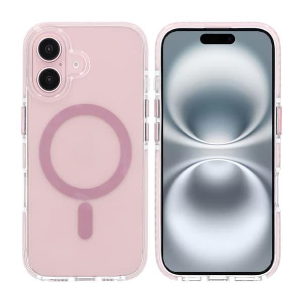 iPhone 16 Plus Mobilcover Magnet Dobbelt Beskyttelse - Pink