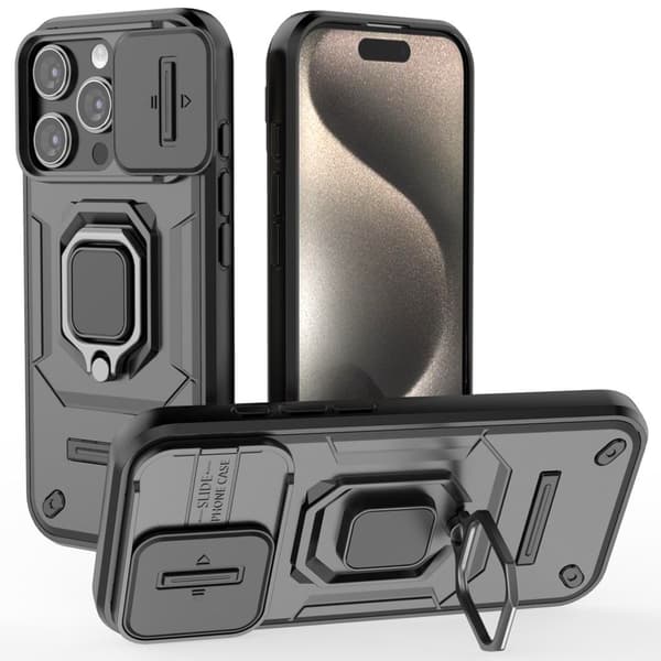 iPhone 16 Pro Cover med ring - Sort