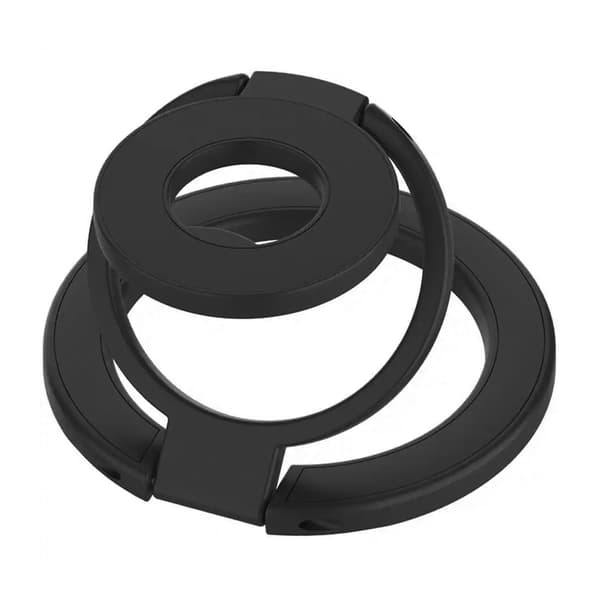 Foldable Double Magnetic Phone Ring Holder Black