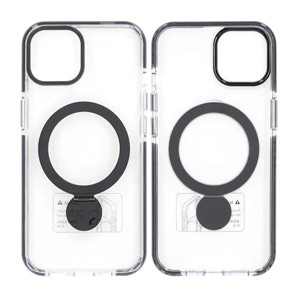 Cover MagSafe til iPhone 15 - Transparent sort med ringholder
