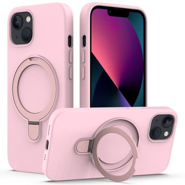 iPhone 14 Plus MagSafe-skal med ringstativ - Rosa
