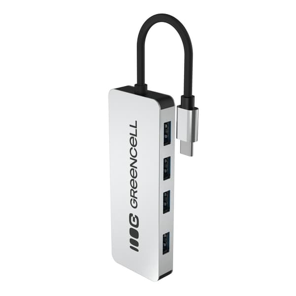 Greencell Basic USB-C Hub till 4x USB-A 3.0, 5 Gb/s