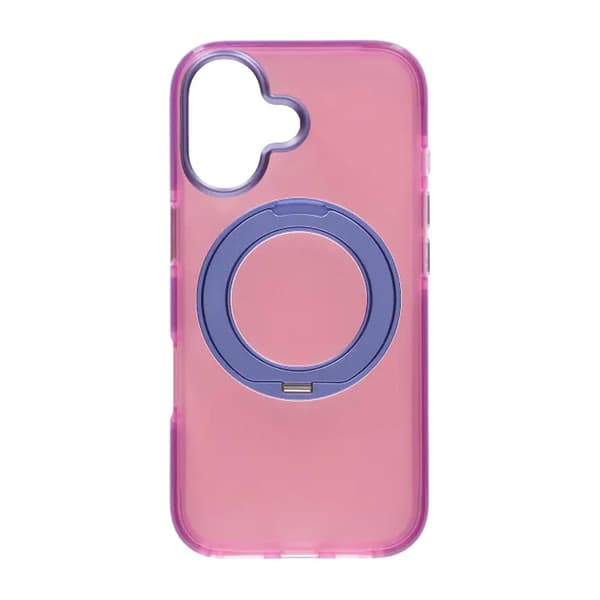 Iridescent Shockproof Case with 360-degree Rotatable Kickstand For iPhone 17 Rose Red