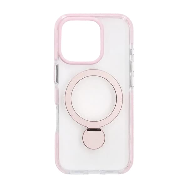 Skal Magsafe til iPhone 16 Pro Max - Transparent pink med ringstativ