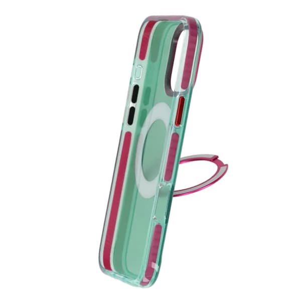 Iridescent Shockproof Case with 360 degree Rotatable Kickstand For iPhone 16 Pro Green
