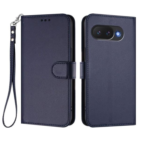 Google Pixel 10a Wallet Cover Kortpladser Stativ med Håndledsrem - Blå