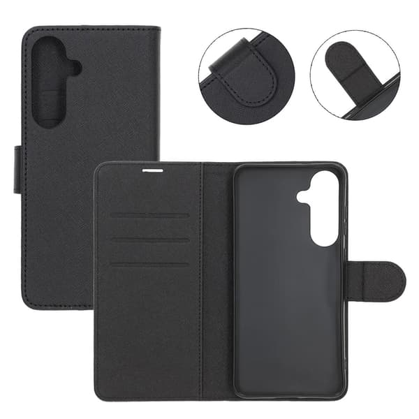 Pungcover med stativ til Samsung Galaxy S25 FE - Sort