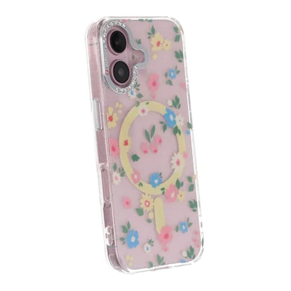 Blomstret etui med MagSafe til iPhone 17 - Gul