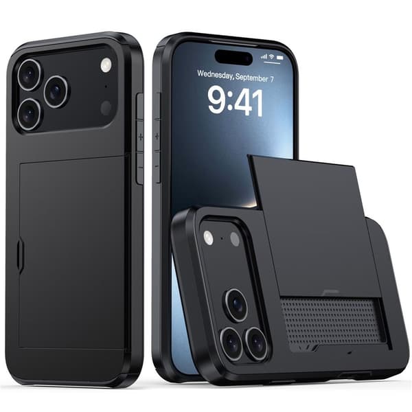 iPhone 17 Pro Max Cover med kortholder - Sort