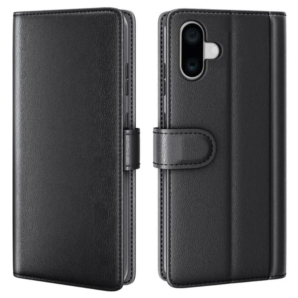 iPhone 16 Cover i ægte læder - Sort