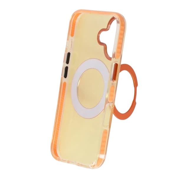 Iridescent Shockproof Case with 360-degree Rotatable Kickstand For iPhone 17 Orange