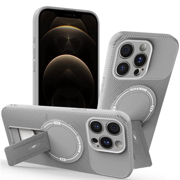 iPhone 12 Pro Max -kotelo jalustalla - Harmaa