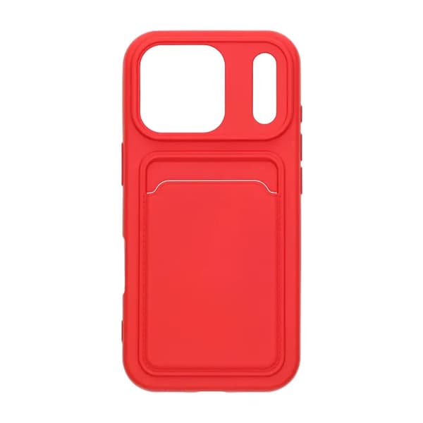 Silikonikuori korttipidikkeellä iPhone 17 Pro - Punainen