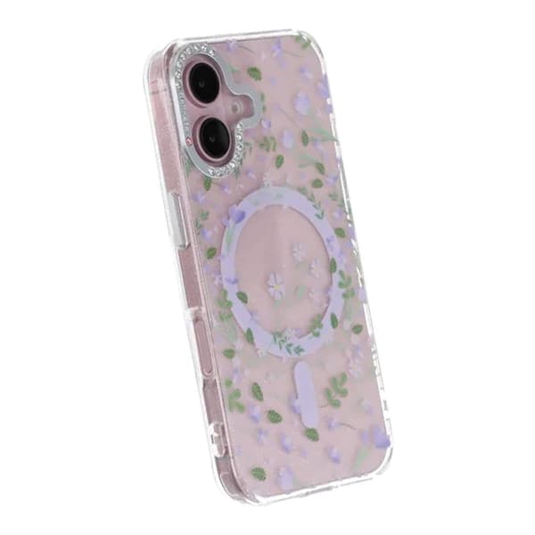 Blomstret Cover med Magsafe til iPhone 17 - Lavendel