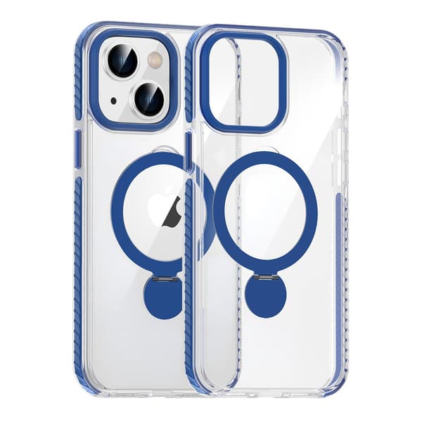 Pindun 360° roterende stativ magnetisk etui til iPhone 15 blå