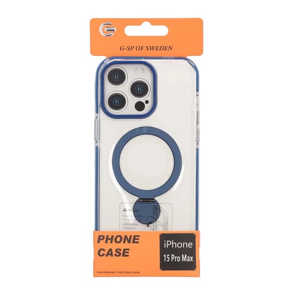 Magsafe Cover til iPhone 15 Pro Max - Transparent blå med ringholder
