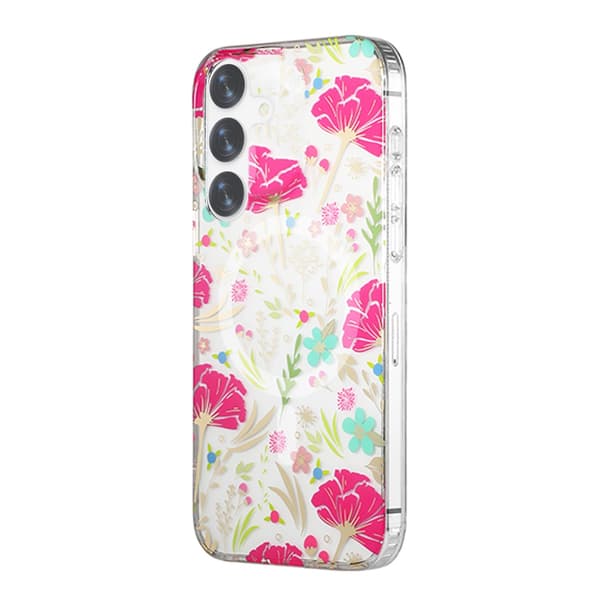 Etui Magnet til Samsung Galaxy S24 Plus - Blomster Rød-grøn