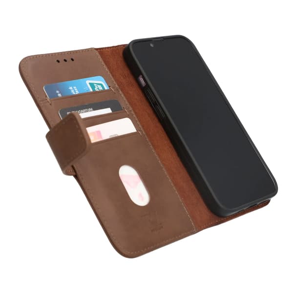 iPhone 14 Plus Plånboksfodral Läder Rvelon - Brun