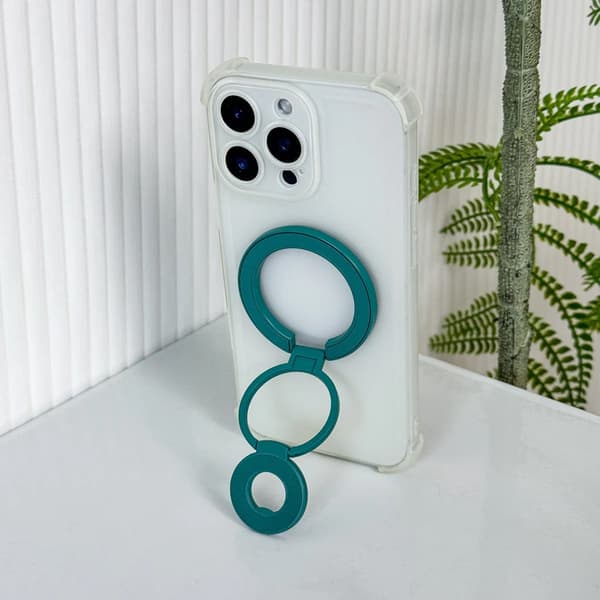 Foldable Double Magnetic Phone Ring Holder Dark green