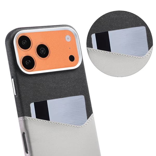Dual-Tone Læder Kortholder Magnetisk Telefoncover Til iPhone 17 Pro Max/18 Pro Max Grå