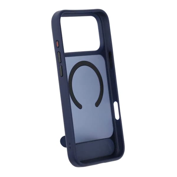 Black Feather Inclined Bracket Magnetic Case - iPhone 17 Pro Max Blue