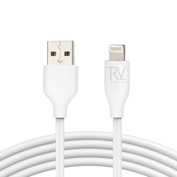 Rvelon iPhone-kabel USB A til Lightning MFi Silikone 1M Hvid