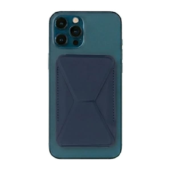 Foldable Ultra Thin Magnetic Cardholder Phone Kickstand Blue