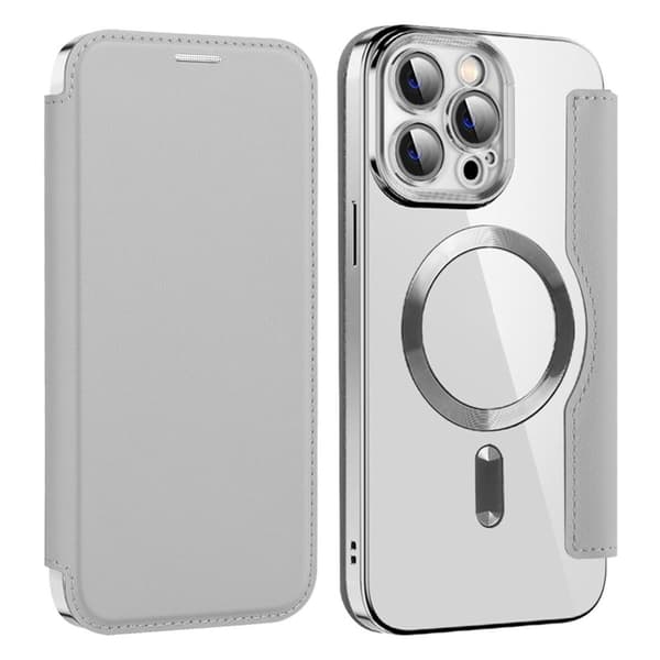iPhone 14 Pro Max Wallet Cover MagSafe Kompatibel - Sølv