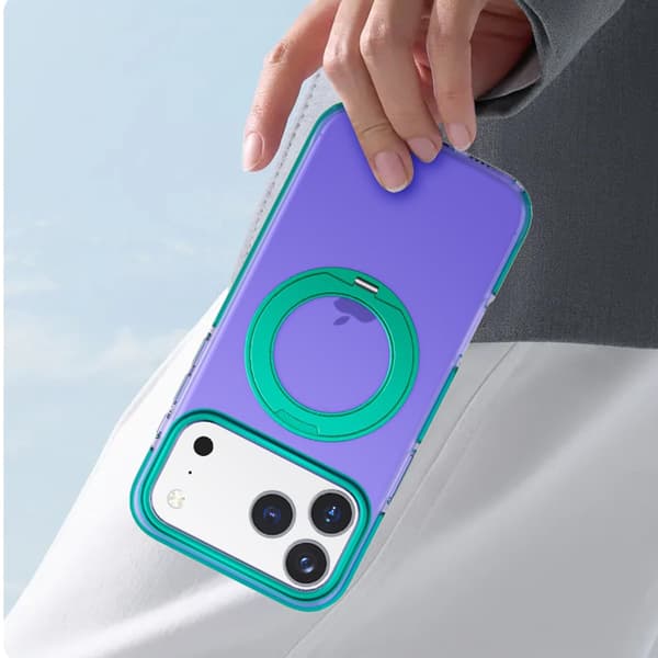 Stødsikkert cover med roterbart stativ til iPhone 17 Pro - Lilla
