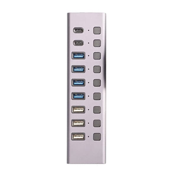 USB Multiadapter med 9 USB-A- og USB-C-udgange (60W)