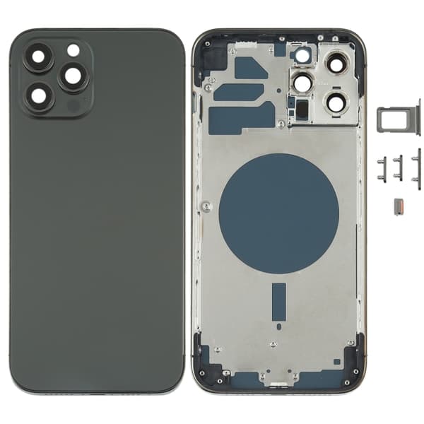 iPhone 12 Pro Max Komplet Bagcover med Ramme (Intet Logo) - Sort