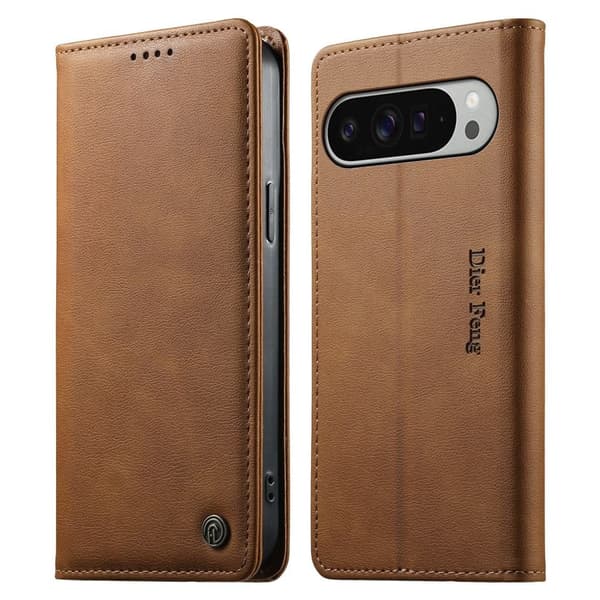 DIETFENG Google Pixel 11 Pro XL Pungcover RFID-blokering - Lysebrun