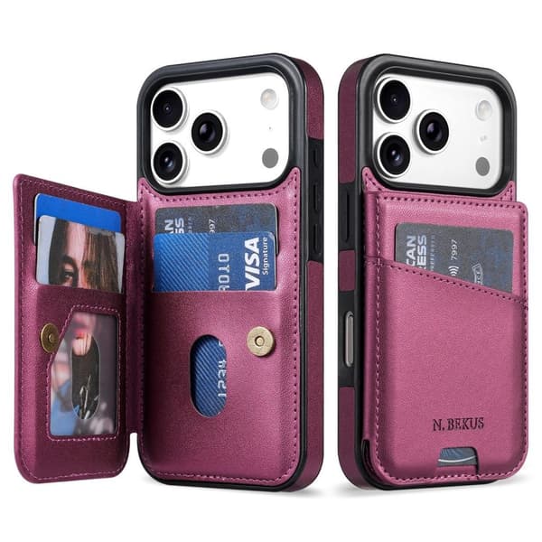 N.BEKUS iPhone 18 Pro Max/17 Pro Max Plånboksfodral RFID-blockering - Mörklila