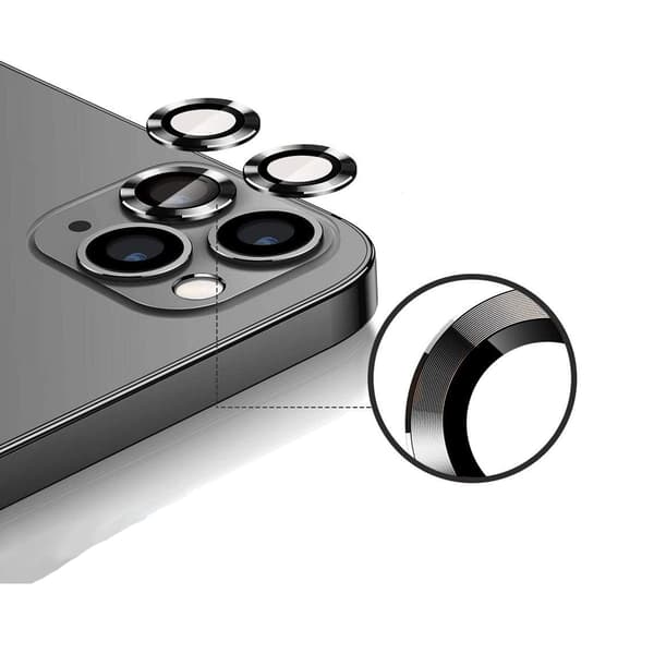 iPhone 12 Pro Max Linsskydd med Metallram - Grå (3-pack)