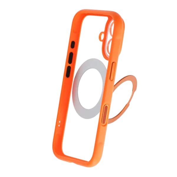 Clear Glow 360-degree Rotating MagSafe Stand Case For iPhone 17 Orange