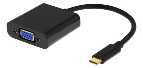 Deltaco USB-C - VGA-sovitin äänellä, USB 3.1 - Musta