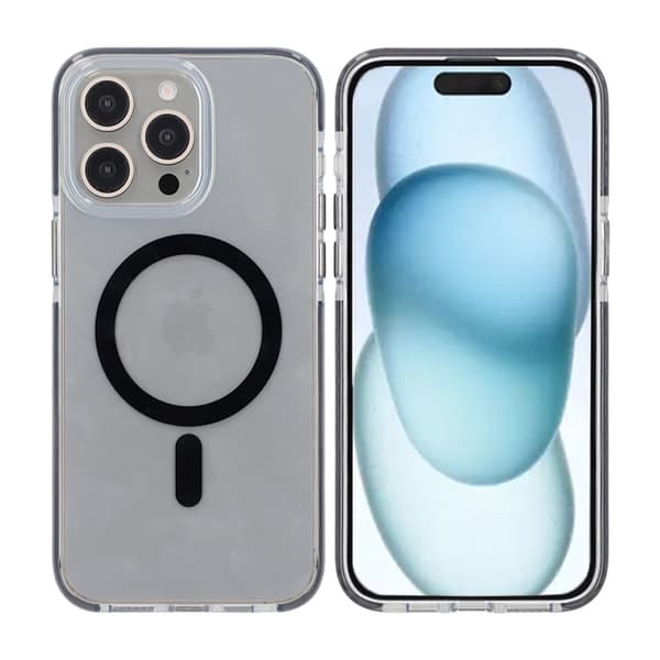 iPhone 15 Pro Max Mobilcover Magnet Dobbelt Beskyttelse - Sort